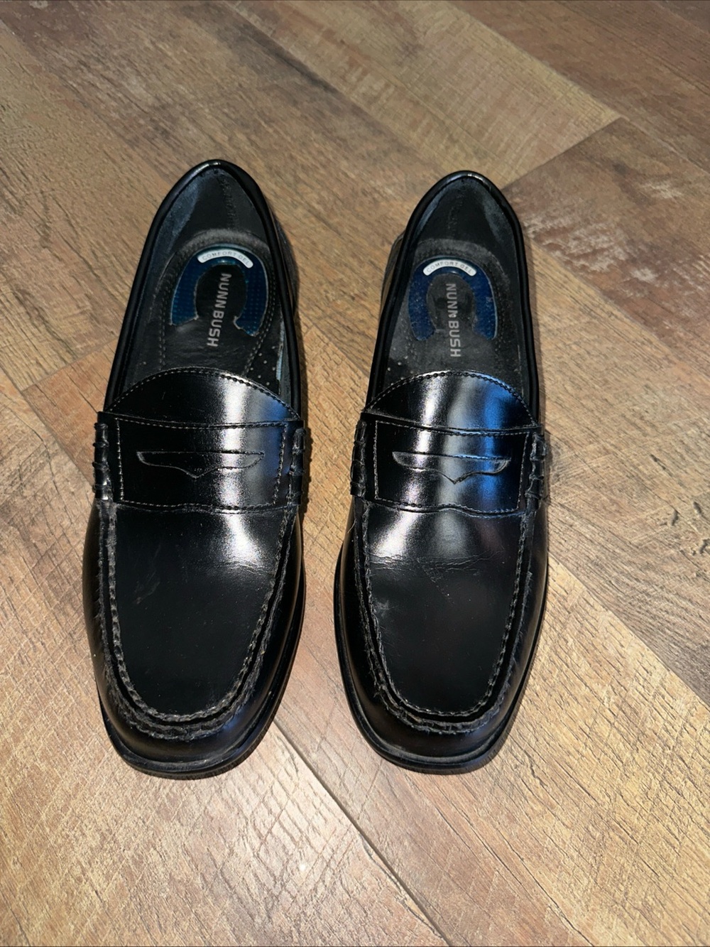 Nunn Bush Black Leather Slip-On Penny Loafers